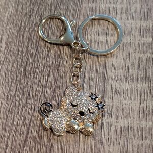Cute Silver Cat Keychain